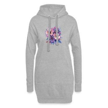 Explosion de couleurs Fleurs - Sweat-shirt à capuche long Femme - gris chiné - Devant
