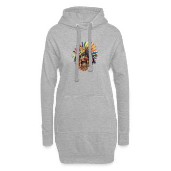 Farbenfrohe Aztekische Federmaske - Hoodie-Kleid - Grau meliert - Vorne