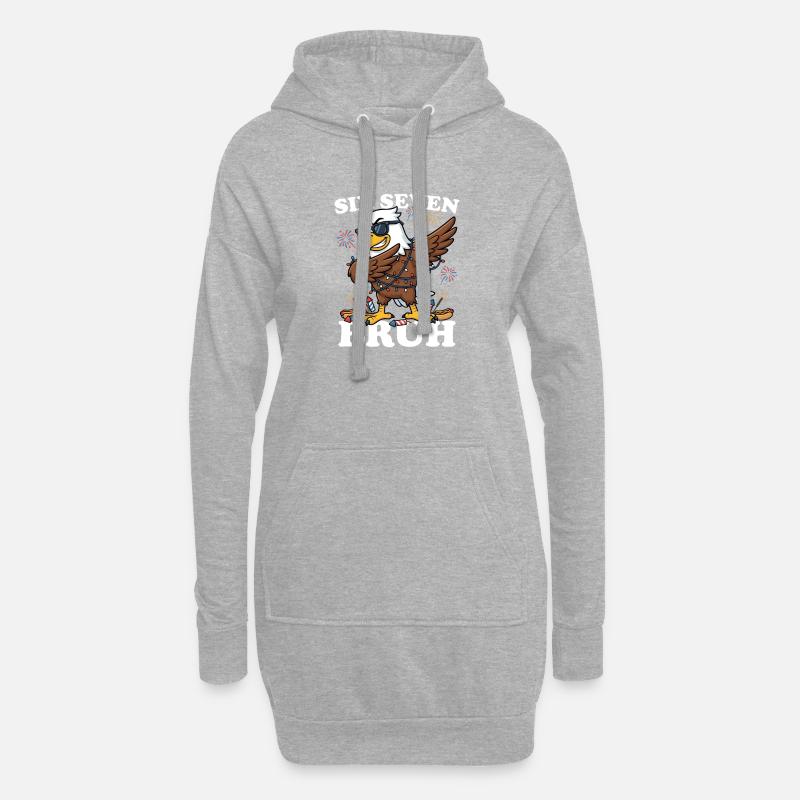 Six Seven Bruh 4. Juli Dabbing Eagle 4. Juli - Hoodie-Kleid - Grau meliert