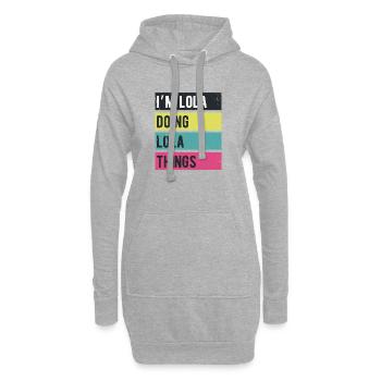Je suis Lola qui fait des choses rétro de couleurs - Sweat-shirt à capuche long Femme - gris chiné - Devant