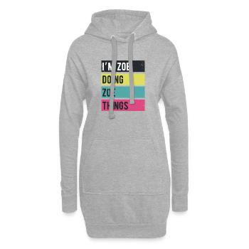 Je suis Zoe qui fait des choses Zoe Couleurs rétro - Sweat-shirt à capuche long Femme - gris chiné - Devant