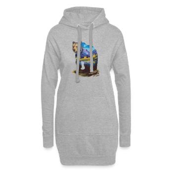 Wander Bear Mountains Lake Retro Nature Design - Hoodie Dress - heather grey - Front