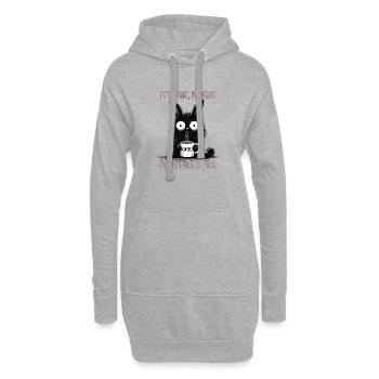 C’est bon, je vais bien, humour de lapin de café - Sweat-shirt à capuche long Femme - gris chiné - Devant