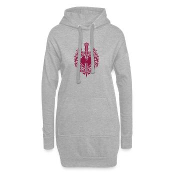 Je t’aime - Saint-Valentin | Ornement en forme de cœur en dague - Sweat-shirt à capuche long Femme - gris chiné - Devant