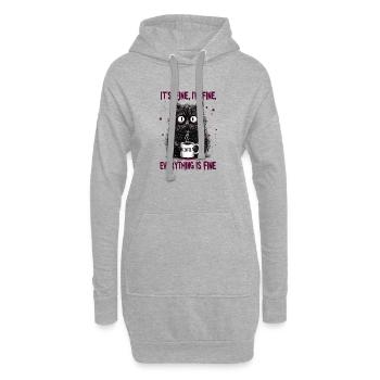 Ça va, je vais bien de l’humour de chat au café - Sweat-shirt à capuche long Femme - gris chiné - Devant