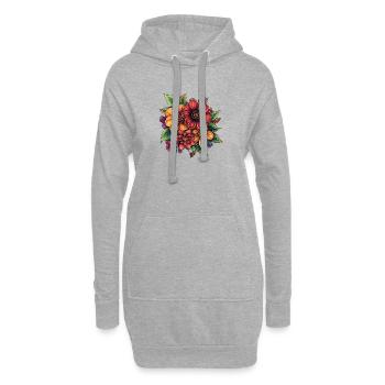 Bunte Blütenpracht Florale Komposition - Hoodie-Kleid - Grau meliert - Vorne