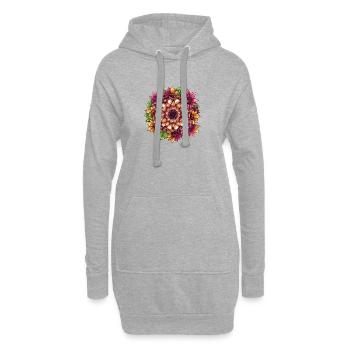 Orangene Sonnenblumen Mandala - Hoodie-Kleid - Grau meliert - Vorne