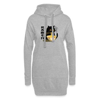Ramen Lover - Schwarze Katze mit Nudeln - Hoodie-Kleid - Grau meliert - Vorne