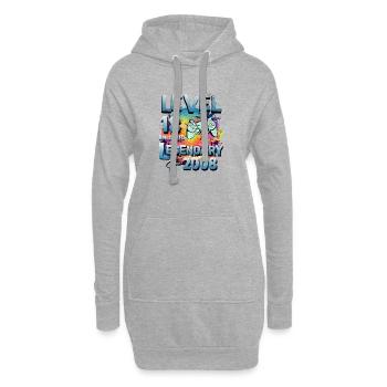 Level 18 Jahre Freigeschaltet seit 2008 Geburtstag - Hoodie-Kleid - Grau meliert - Vorne