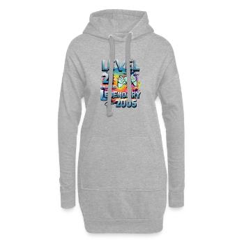 Level 21 Jahre Freigeschaltet seit 2005 Geburtstag - Hoodie-Kleid - Grau meliert - Vorne