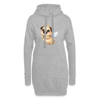 Ange de dessin animé carlin mignon avec des ailes - Sweat-shirt à capuche long Femme - gris chiné - Devant