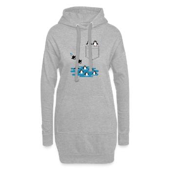 Pinguin Sprung ins Wasser Pocket Design - Hoodie-Kleid - Grau meliert - Vorne