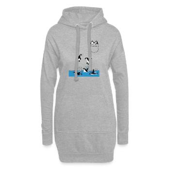 Pinguin Sprung ins Wasser Pocket Design - Hoodie-Kleid - Grau meliert - Vorne