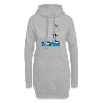 Pinguin Sprung ins Wasser Pocket Design - Hoodie-Kleid - Grau meliert - Vorne