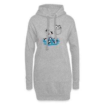 Pinguin Sprung ins Wasser Pocket Design - Hoodie-Kleid - Grau meliert - Vorne
