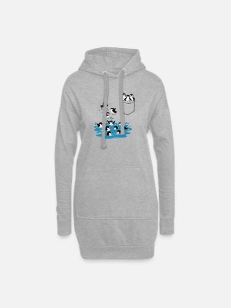 Penguin Jump Into The Water Pocket Design - Hoodie Dress - heather grey