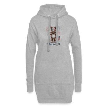 Wildes und freies Schwein – Lustiges patriotisches - Hoodie-Kleid - Grau meliert - Vorne