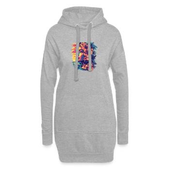 Rêve d’hibiscus au coucher du soleil - Sweat-shirt à capuche long Femme - gris chiné - Devant