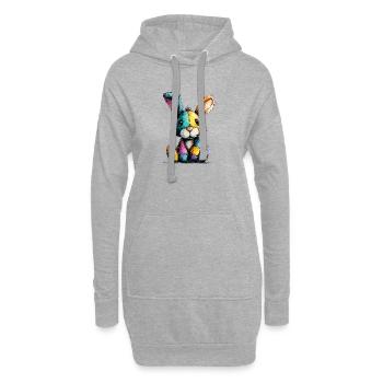 Patchwork Häschenbunt - Hoodie-Kleid - Grau meliert - Vorne