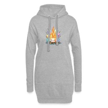 Plaisir aux guimauves au feu de camp - Sweat-shirt à capuche long Femme - gris chiné - Devant