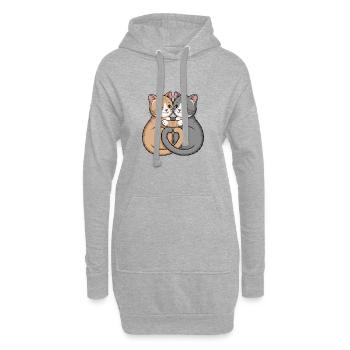 Katze Paar Herz - Hoodie-Kleid - Grau meliert - Vorne