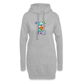 Chiot coloré avec une fleur - Sweat-shirt à capuche long Femme - gris chiné - Devant