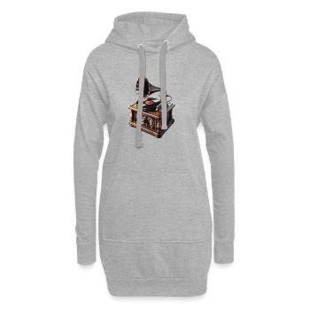 Nostalgie du vinyle antique gramophone - Sweat-shirt à capuche long Femme - gris chiné - Devant