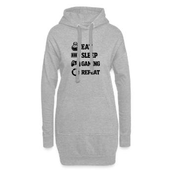 Eat Sleep Gaming Repeat – Pixel Symbolik - Hoodie-Kleid - Grau meliert - Vorne