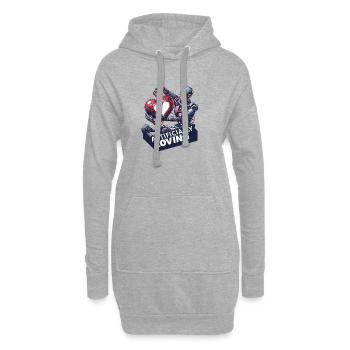 Robotische Herzensliebe - Hoodie-Kleid - Grau meliert - Vorne