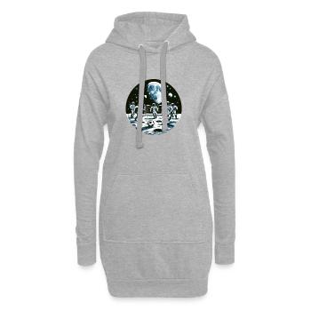 Mondfußball: Astronauten im Orbit - Hoodie-Kleid - Grau meliert - Vorne
