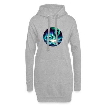 Polarlicht über Berglandschaft - Hoodie-Kleid - Grau meliert - Vorne