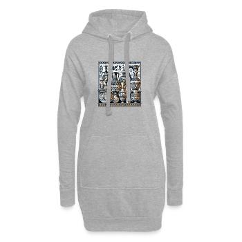 Ornements anciens de vases motifs grecs - Sweat-shirt à capuche long Femme - gris chiné - Devant