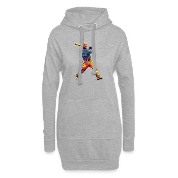 Baseballschlag - Hoodie-Kleid - Grau meliert - Vorne
