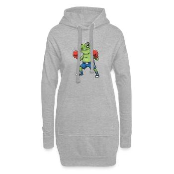 Boxender Frosch Cartoon - Hoodie-Kleid - Grau meliert - Vorne