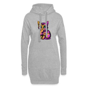 Couleurs néon colorées pensives pour chats - Sweat-shirt à capuche long Femme - gris chiné - Devant