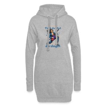 Energetischer Gitarrist zeigt Machtverhältnisse - Hoodie-Kleid - Grau meliert - Vorne