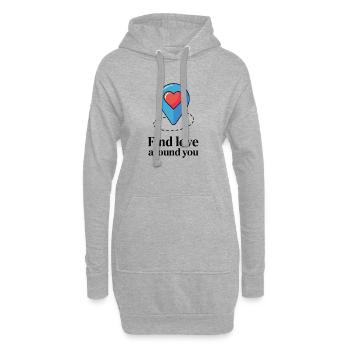 Herzstift Finde Liebe in der Nähe - Hoodie-Kleid - Grau meliert - Vorne