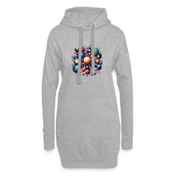 Buntes Planeten-Universum - Hoodie-Kleid - Grau meliert - Vorne