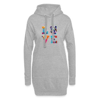 Love English Bulldog Colorful Pop Art Dog - Hoodie-Kleid - Grau meliert - Vorne