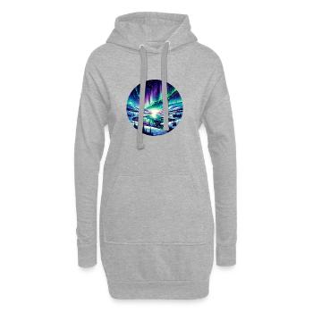 Nordlichtlandschaft am Eisfluss - Hoodie-Kleid - Grau meliert - Vorne