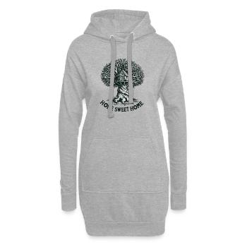 Baumhaus Holzschnitt Waldbild - Hoodie-Kleid - Grau meliert - Vorne