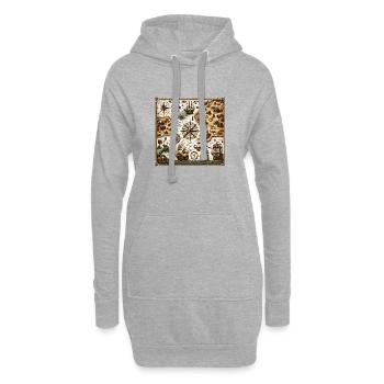 Pirate Sea : Art de carte antiquaire - Sweat-shirt à capuche long Femme - gris chiné - Devant