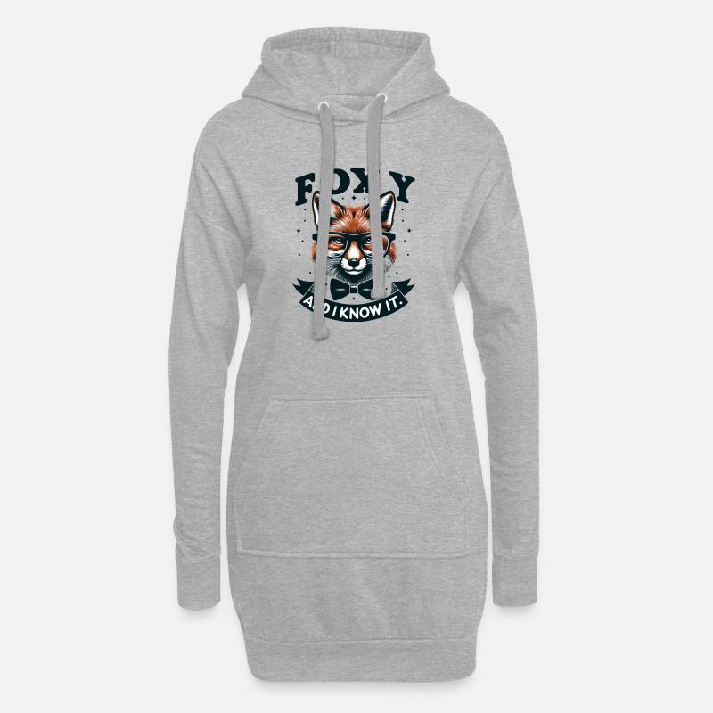 Foxy Nerd Brille Fliege - Hoodie-Kleid - Grau meliert