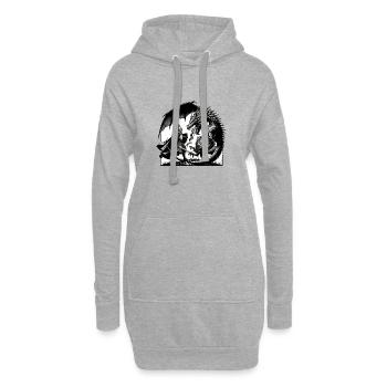 Ritter gegen Drache im Schwarzweiß-Duell - Hoodie-Kleid - Grau meliert - Vorne
