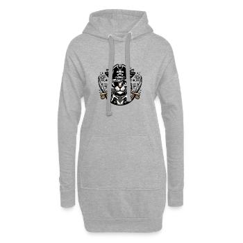 Katzenpirat: Piratenkater mit Augenklappe - Hoodie-Kleid - Grau meliert - Vorne