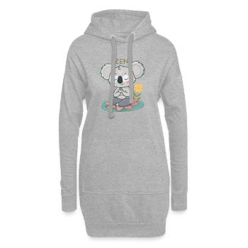 Zen Koala on Lotus - Hoodie Dress - heather grey - Front