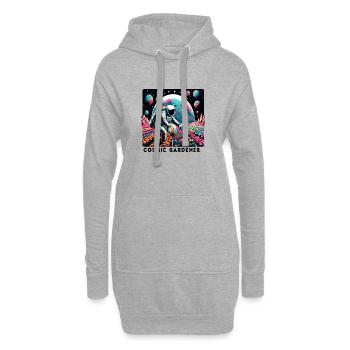 Cosmic Gärtner Astronaut im Blütenreich - Hoodie-Kleid - Grau meliert - Vorne