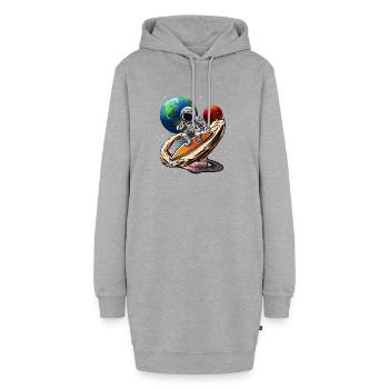 Astronauten-Wellenreiter Kosmos - Hoodie-Kleid - Grau meliert - Vorne