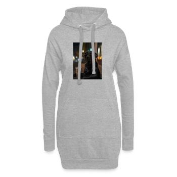 Chien errant nocturne avec café - Sweat-shirt à capuche long Femme - gris chiné - Devant