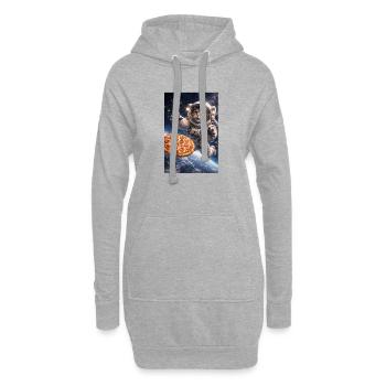Astronautenkatze rettet Pizza im All - Hoodie-Kleid - Grau meliert - Vorne